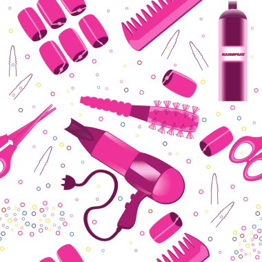 Kuaför aksesuarları desen