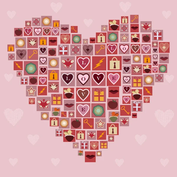 Hjärta av kärlek ikoner — Stock vektor