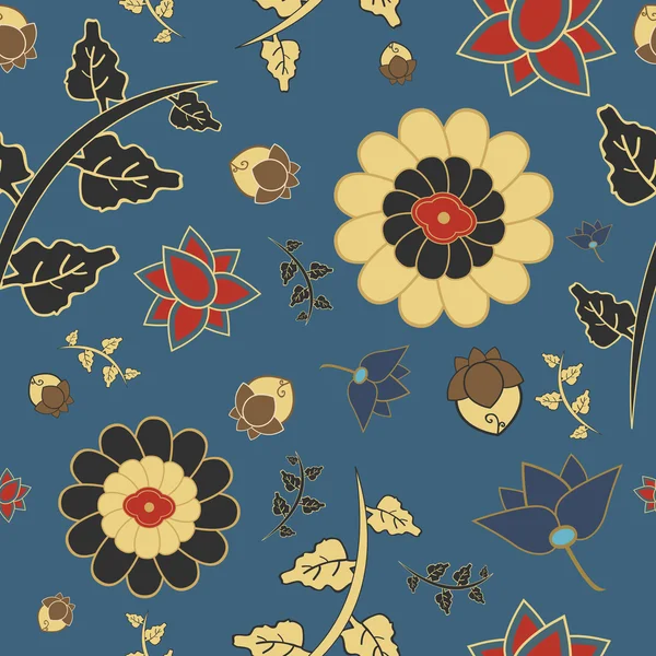 Čínský styl vzorek s květy a listy Stock Vektory