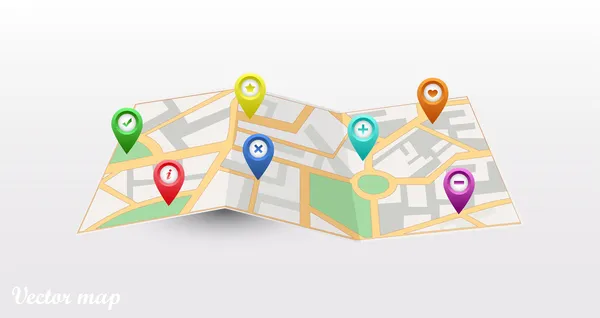 Icono de mapa vectorial con conjunto de iconos gps — Vector de stock