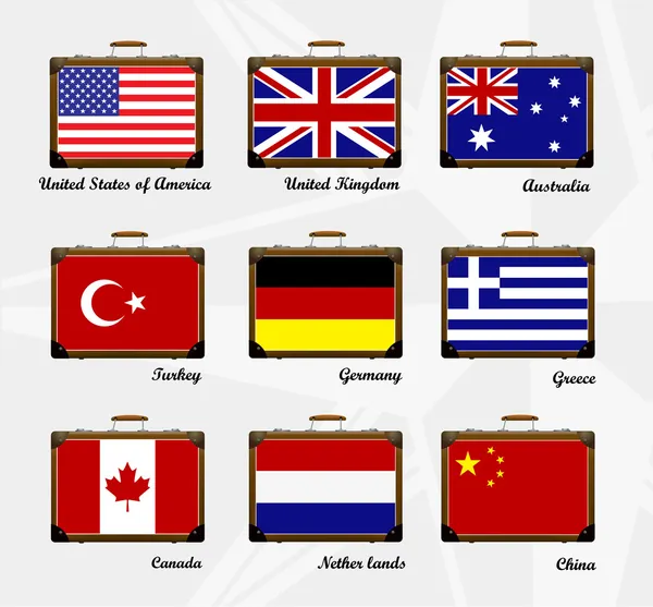 Une valise. Drapeaux du monde — Image vectorielle