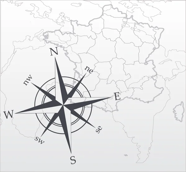 Mapa vectorial. Rosa brújula. Ilustración vectorial. Blanco y negro — Archivo Imágenes Vectoriales