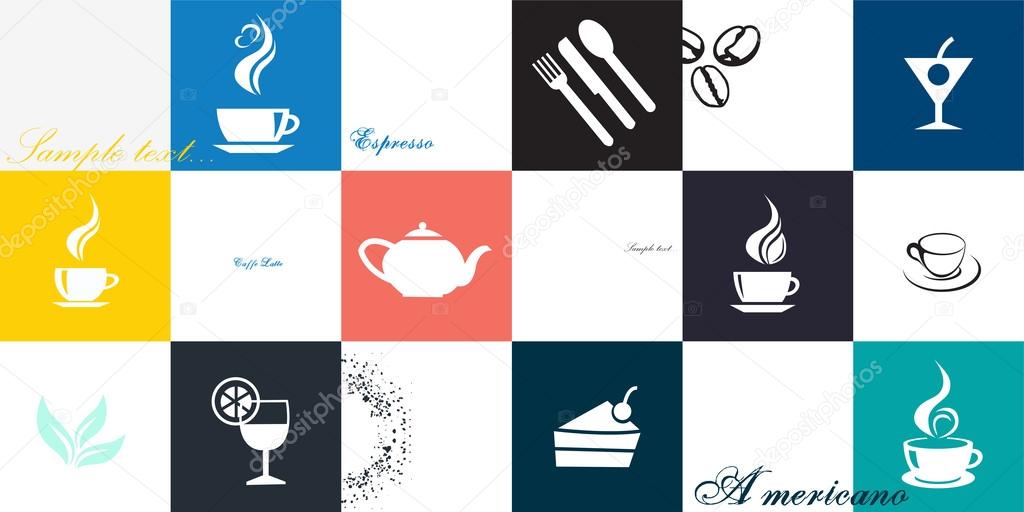 Coffee cup set. Tea cup. Vector icon collection