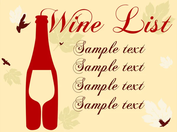 Wine list. Sample text. Pouring wine concept. Wine label design — Stock Vector