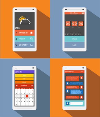 Zamanlayıcı widget düz tasarım. düz design.calendar widget düz design.massage widget düz tasarım hava widget. düz stil