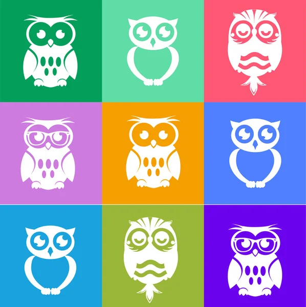 Decorative Vector Owls. Style metro — Stock Vector