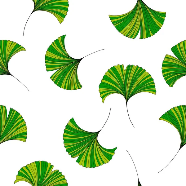 Vector fundo sem costura. Folha desenhada da planta Ginkgo Biloba Vetor De Stock