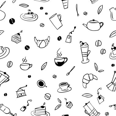 Kusursuz bir arka plan. Çay üzerine karalama - kahve teması