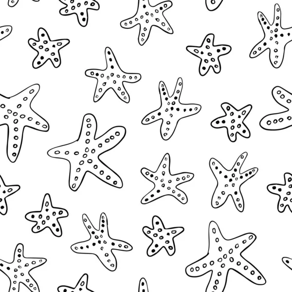 Fondo sin costura vectorial. Estrella de mar aislada sobre fondo blanco — Vector de stock