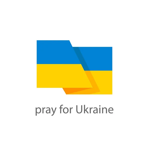 Beyaz arka planda Ukrayna bayrağı. Başlık: Ukrayna için dua et — Stok Vektör