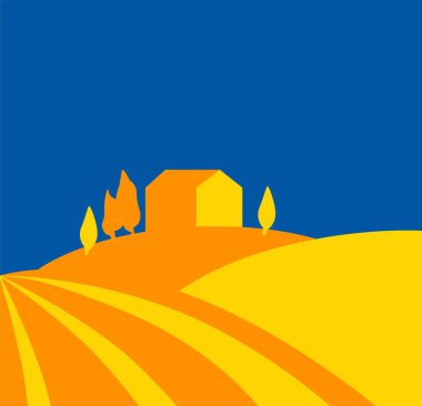 Vektör evi. Ukrayna bayrağının renklerinde düz resim