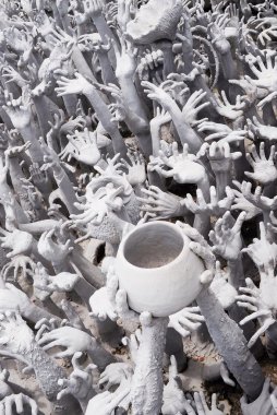 cehennemden - önünde beyaz Budist tapınağı, wat rong khun, Tayland Budist mimari el