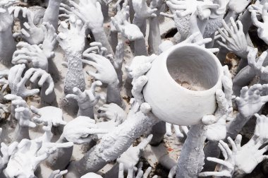 cehennemden - önünde beyaz Budist tapınağı, wat rong khun, Tayland Budist mimari el