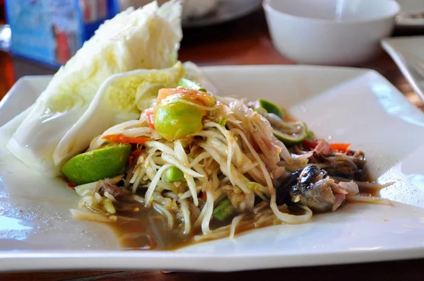 Comida tailandesa - Ensalada de papaya picante, Som tam —  Fotos de Stock