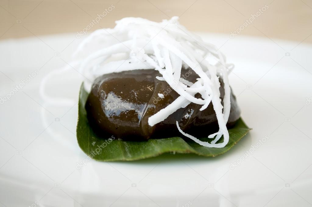 Thai dessert - black coconut sweet pudding