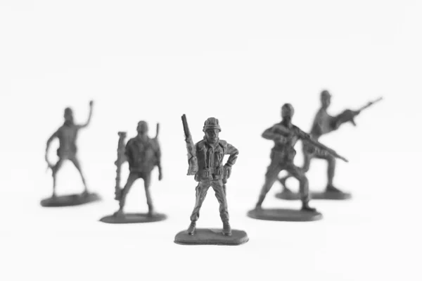 Speelgoed soldaat op wit — Stockfoto