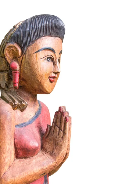 Nahaufnahme einer traditionellen thailändischen Holzstatue. — Stockfoto