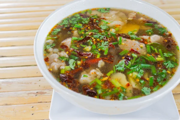 Hot and spicy pork rib hot pot with tamarind and Thai herbs — Stock Photo, Image