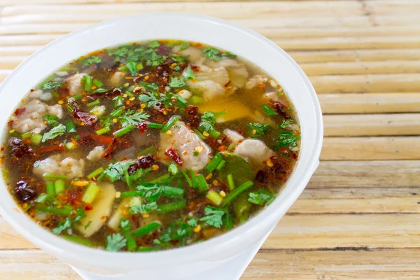 Hot and spicy pork rib hot pot with tamarind and Thai herbs — Stock Photo, Image