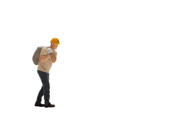 Miniature People Worker Isolated White Background Clipping Path — Photo