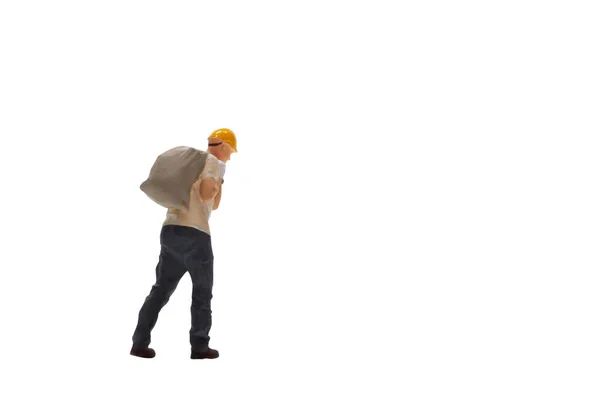 Miniature People Worker Isolated White Background Clipping Path — Fotografia de Stock