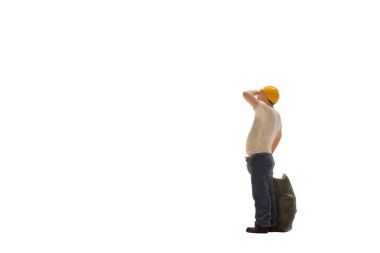 Miniature people worker isolated on white background with clipping path
