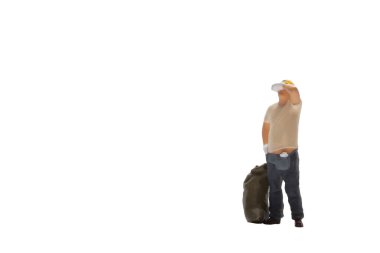 Miniature people worker isolated on white background with clipping path