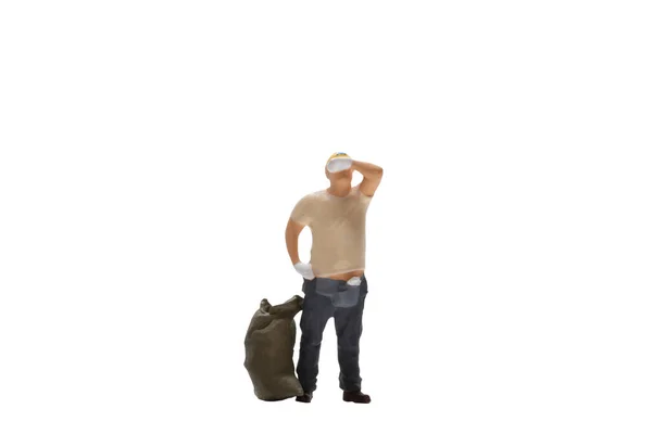 Miniature People Worker Isolated White Background Clipping Path — Zdjęcie stockowe