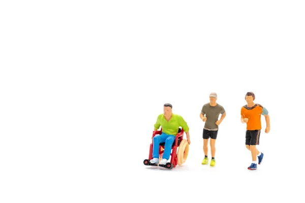 Personas Miniatura Discapacitados Amigos Felices Divirtiéndose Juntos Sobre Fondo Blanco — Foto de Stock