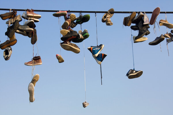 Shoes on wire