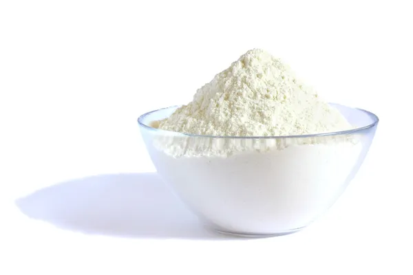 Flour in a bowl on white — Stock Photo, Image