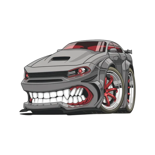 Cartoon Illustration Des Amerikanischen Muscle Cars Perfekt Für Auto Enthusiasten — Stockvektor
