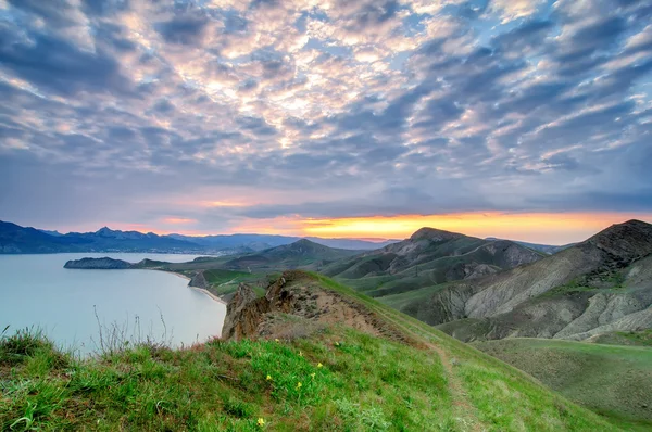 Natural summer background with mountains on sunset, Crimea