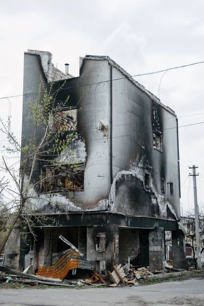 Irpin Kyiv Region Ukraine 2022 Destroyed Houses Civilians Russia War — Fotografia de Stock