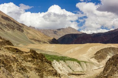 Beautiful landscape of the barren wilderness of the mountains of the Zanskar region in Ladakh in the Indian Himalaya.