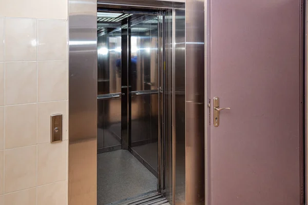Elevator Entrance Modern Office Marble Wall Lift Transportation Floor Floors — Stock Photo, Image