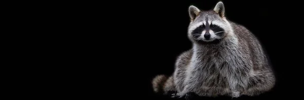 Siyah Arka Planı Olan Bir Rakunun Şablonu — Stok fotoğraf