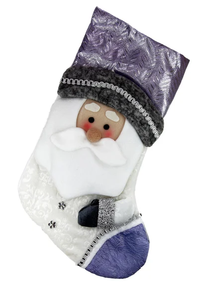 Kerst Sokken met santa claus geïsoleerd op witte achtergrond — Stockfoto