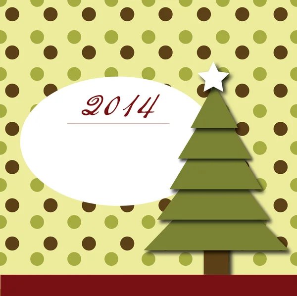 Neujahrspostkarte 2014 mit Weihnachtsbaum — Stockfoto