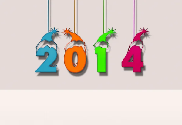 Ano Novo e cartão de xmas com bolas 2014 — Fotografia de Stock