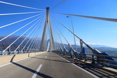 Suspension bridge crossing Rio-Antirio near, Patra, Greece clipart