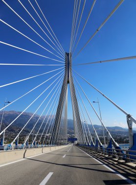 asma köprü geçiş Korint Körfezi, patra, peloponnes, Yunanistan.