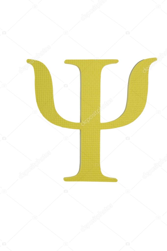 Colorful greek alphabet. Psi. Yellow