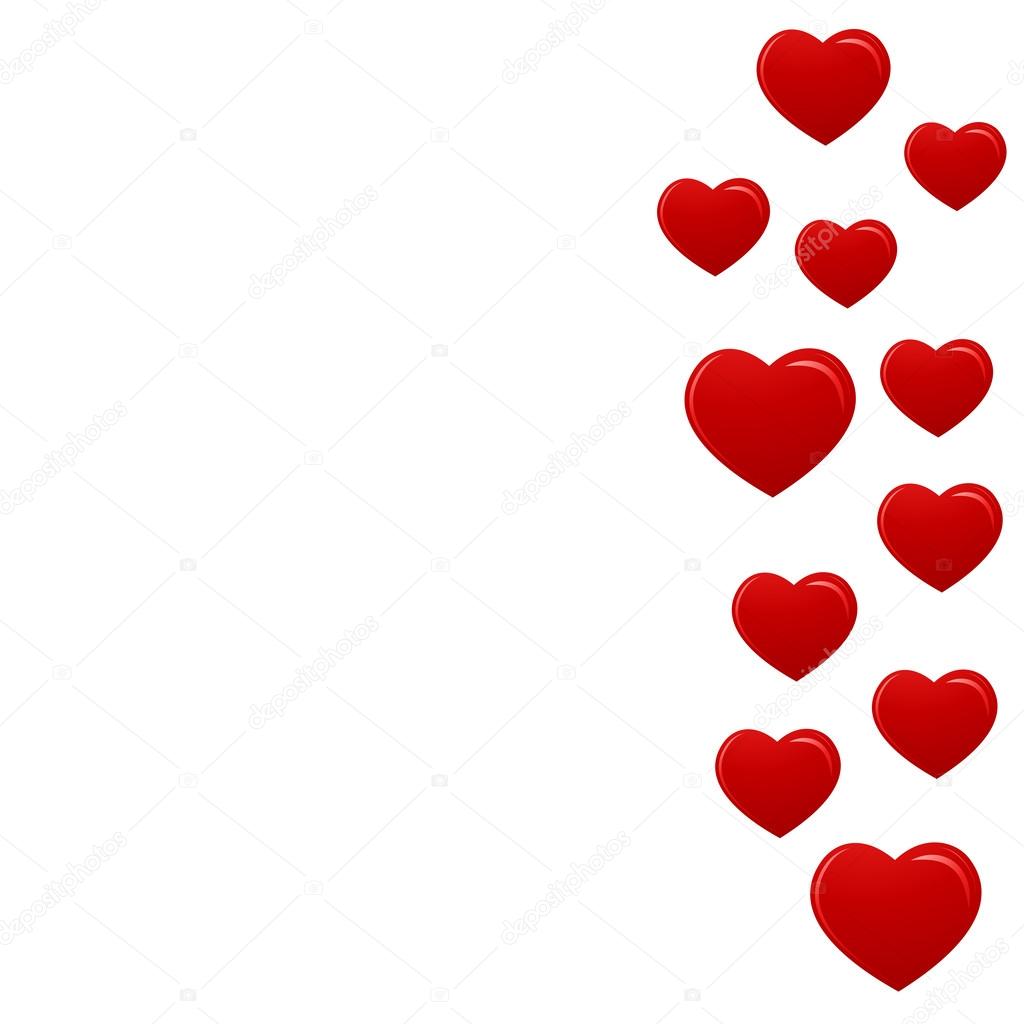Download Red hearts on white background — Illustration