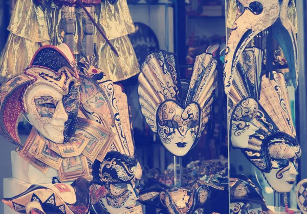 Group of Vintage venetian carnival masks, Venice, Italy — Stock Photo, Image