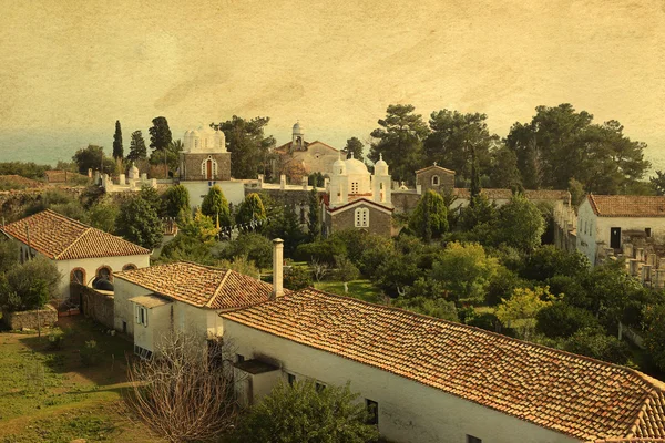 Postal vintage del Monasterio de Agios Ioannis, Peloponeso, Grecia —  Fotos de Stock