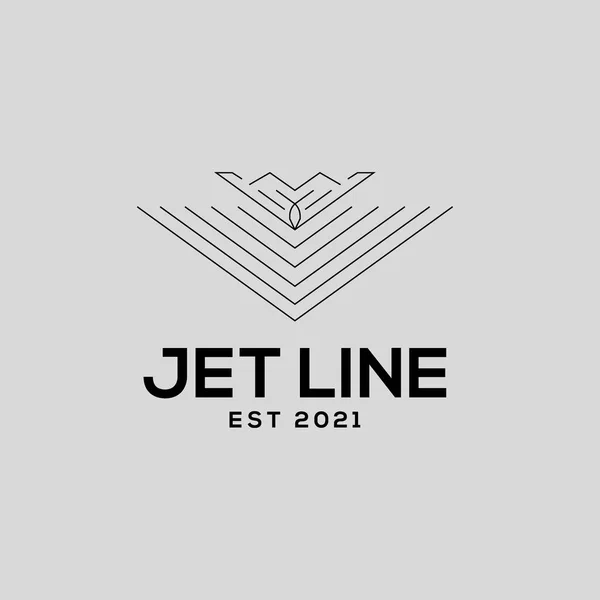 Çizgi sanat tarzı logo tasarımı illüstrasyonlu bir jet uçağı