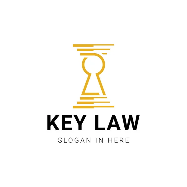 key hole shaped with pillar law icon shaped logo design illustration