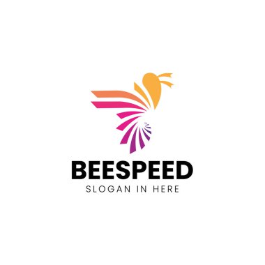 Geometrik sanat stili tasarım illüstrasyonlu arı hızı logosu