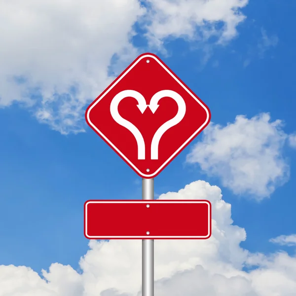 Heart shape road sign — Stock Photo, Image